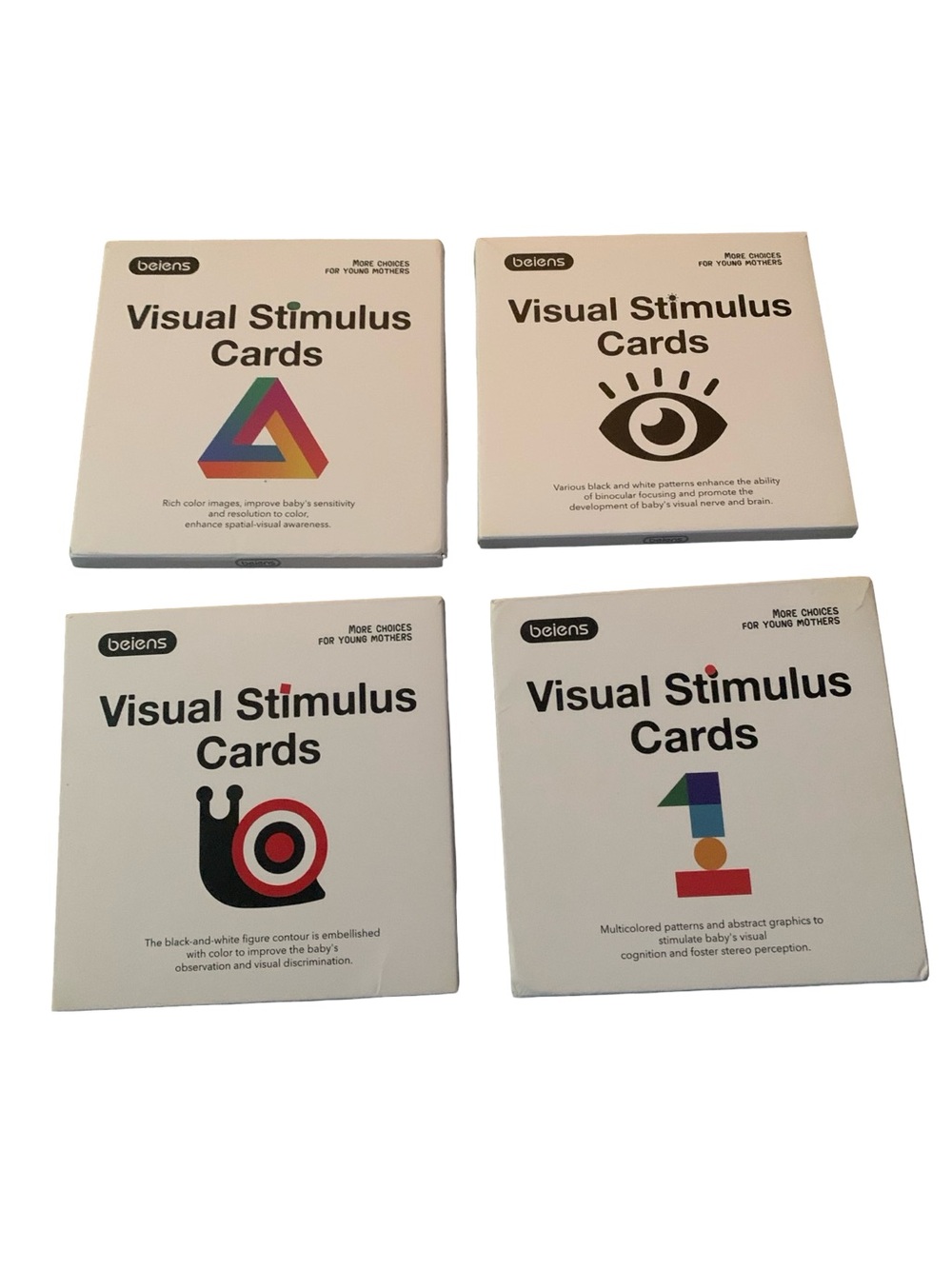 Lot Of 4 Beiens Visual‎ Stimulus Cards Black And White And Multicolored Cards
